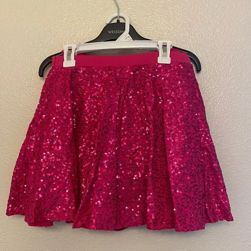 Weissman dance costume 3 piece hot pink Barbie fringe pant skirt top MT10485 LA